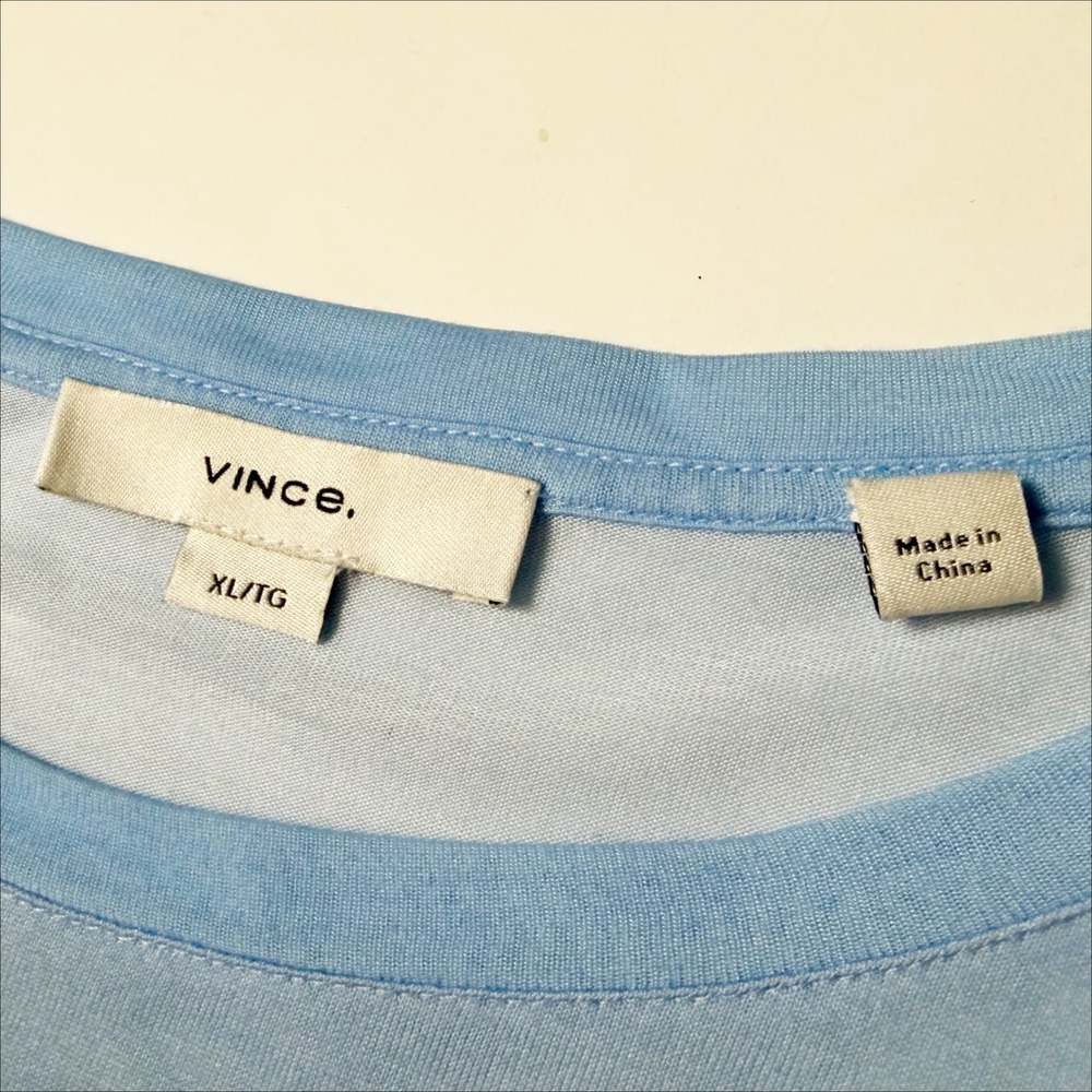 Vince 100% Modal Blue Ombré Dip Dye Long Sleeve Crew Neck Top XL Tee T-Shirt - Picture 7 of 11